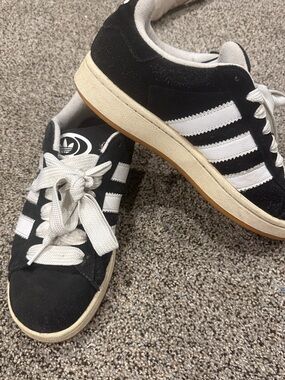 adidas Black and White Suede Low-Top Sneakers
